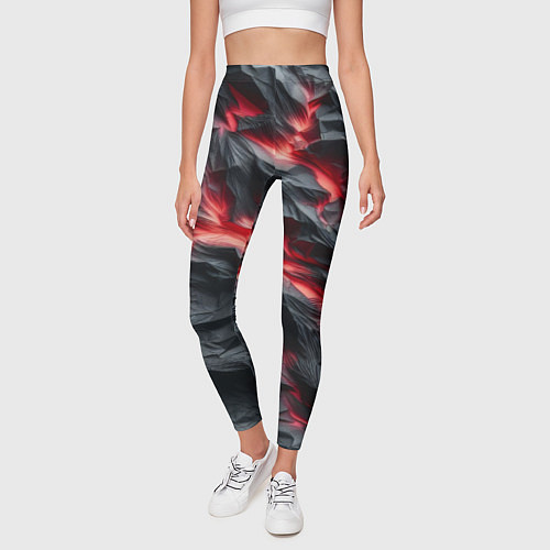 Женские легинсы Раскаленная лава на горных камнях / 3D-принт – фото 3