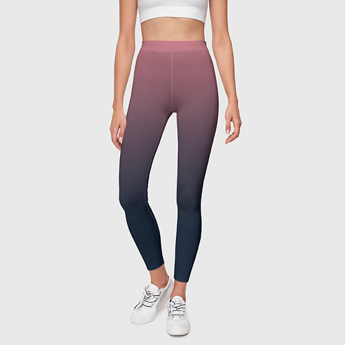 Женские легинсы Градиент тёмный розовый в синий / 3D-принт – фото 3