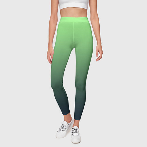 Женские легинсы Градиент зелёный в синий / 3D-принт – фото 3