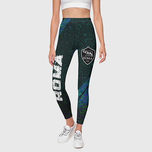 Женские легинсы Roma glitch blue / 3D-принт – фото 3