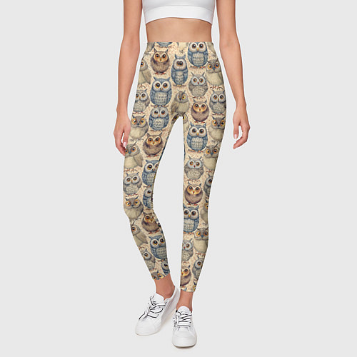 Женские легинсы Совы птицы паттерн / 3D-принт – фото 3