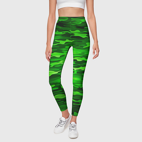 Женские легинсы Зелёные водоросли-камуфляж / 3D-принт – фото 3