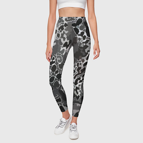 Женские легинсы Чёрно-серый абстракция / 3D-принт – фото 3
