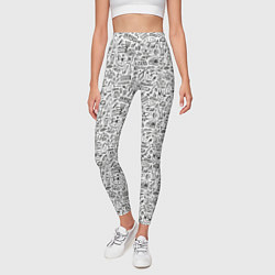 Леггинсы женские Дудл граффити рэперское - паттерн, цвет: 3D-принт — фото 2