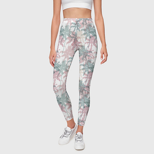 Женские легинсы Пальмы разноцветные / 3D-принт – фото 3