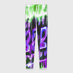 Женские легинсы Фиолетово-зелёная абстракция на чёрном фоне