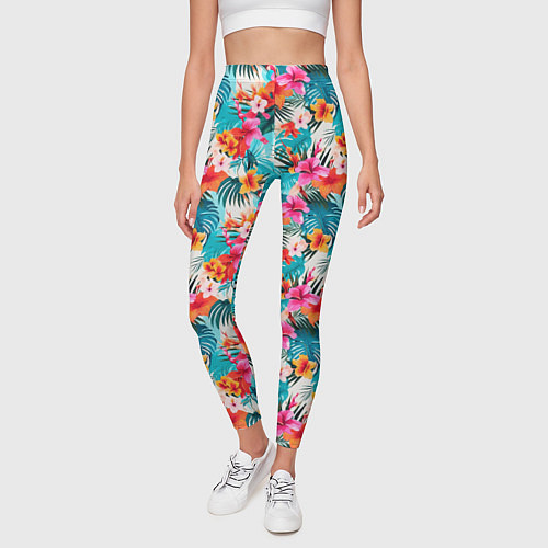 Женские легинсы Летний гавайский паттерн / 3D-принт – фото 3