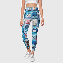 Леггинсы женские Пэчворк с мишками, цвет: 3D-принт — фото 2