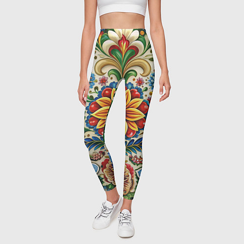 Женские легинсы Русские классические узоры и орнамент / 3D-принт – фото 3