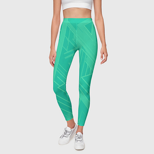 Женские легинсы Мятный зелёный однотонный геометричный / 3D-принт – фото 3