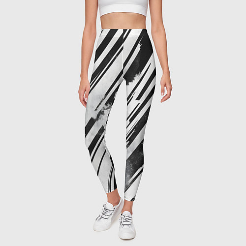 Женские легинсы Платиновые и черные полосы / 3D-принт – фото 3