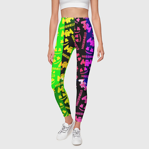 Женские легинсы Marshmello pattern neon steel / 3D-принт – фото 3