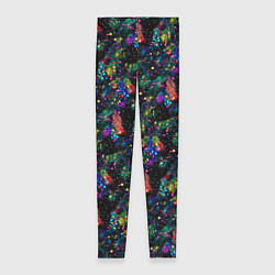 Женские легинсы Радужные ёлка в новогоднюю ночь