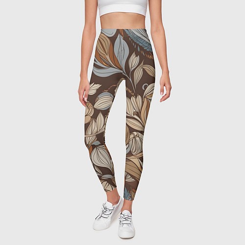 Женские легинсы Спокойная ботаническая иллюстрация / 3D-принт – фото 3