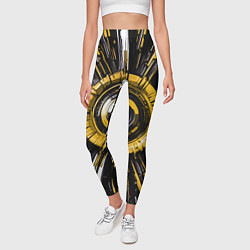 Леггинсы женские Чёрно-жёлтая сфера киберпанк, цвет: 3D-принт — фото 2
