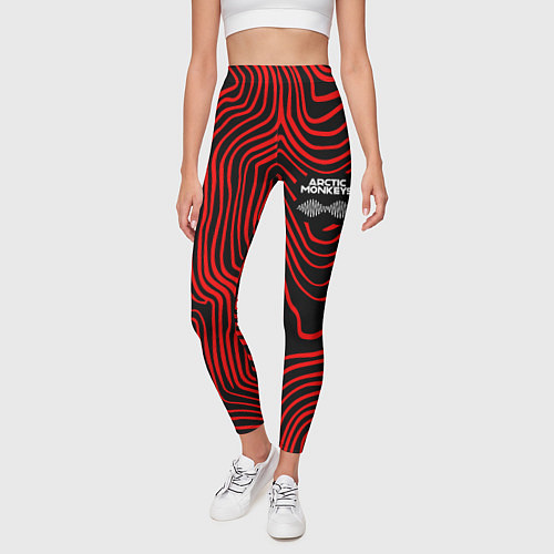 Женские легинсы Arctic Monkeys - красные линии / 3D-принт – фото 3