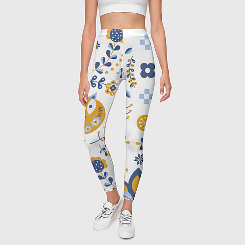 Женские легинсы Скандинавский узор / 3D-принт – фото 3