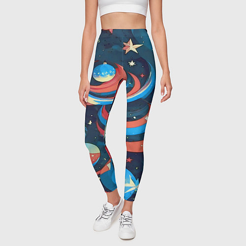 Женские легинсы Абстракция ёлочных игрушек / 3D-принт – фото 3