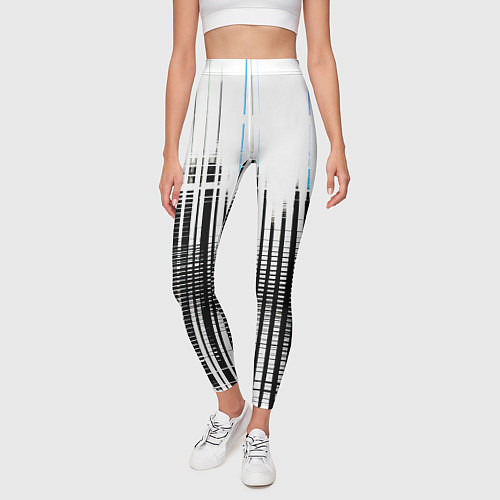 Женские легинсы Сине-чёрный гранж на белом фоне / 3D-принт – фото 3
