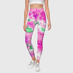 Леггинсы женские Розово-зелёная абстракция, цвет: 3D-принт — фото 2