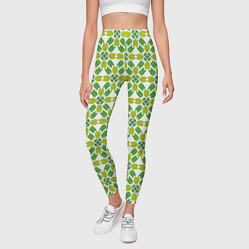 Женские легинсы Зелёные тюльпаны / 3D-принт – фото 3