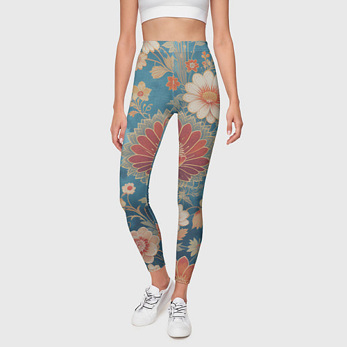 Женские легинсы Ботанические узоры / 3D-принт – фото 3