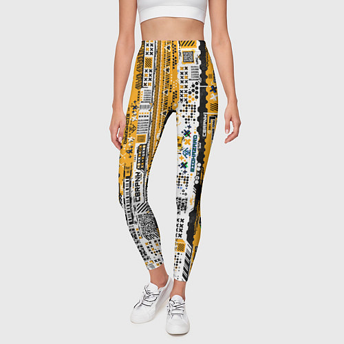 Женские легинсы Cyberpunk pattern yellow / 3D-принт – фото 3