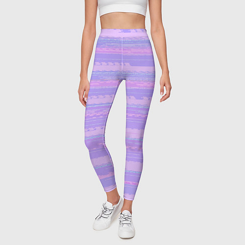 Женские легинсы Нежный сиреневый полосатый / 3D-принт – фото 3