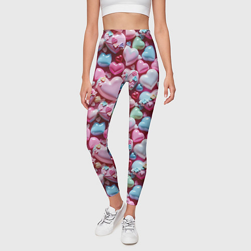 Женские легинсы Карамельные сердечки / 3D-принт – фото 3