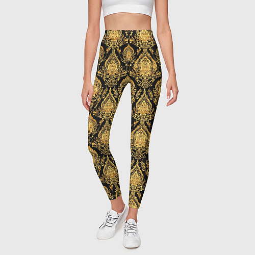 Женские легинсы Тайский золотой орнамент / 3D-принт – фото 3