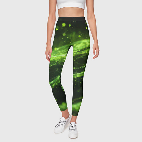 Женские легинсы Текстура зеленая жидкость / 3D-принт – фото 3