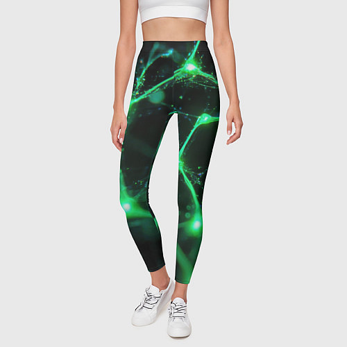 Женские легинсы Зеленый нейроны / 3D-принт – фото 3