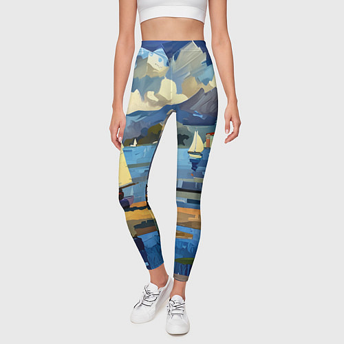 Женские легинсы Средиземноморский пейзаж / 3D-принт – фото 3