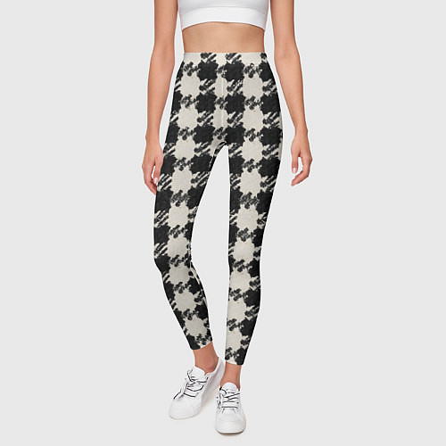 Женские легинсы Черно белая гусиная лапка / 3D-принт – фото 3