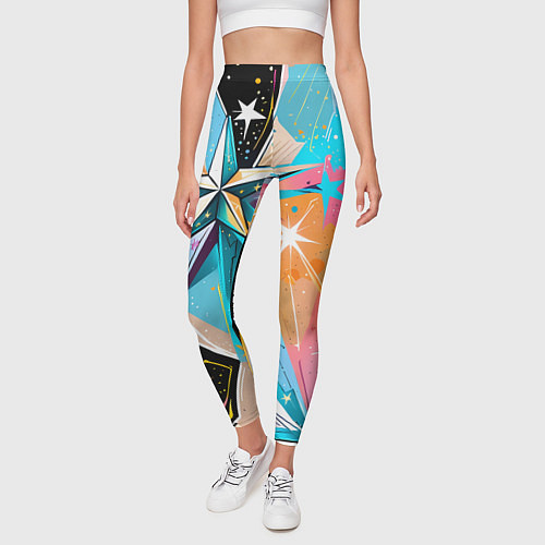 Женские легинсы Граффити звезды / 3D-принт – фото 3