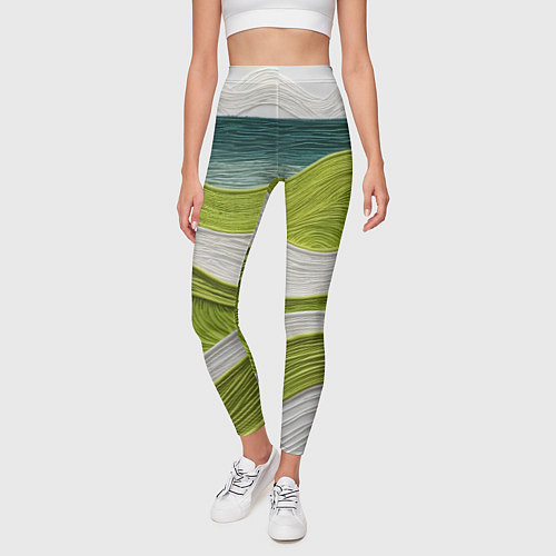 Женские легинсы Лаймовые волны / 3D-принт – фото 3