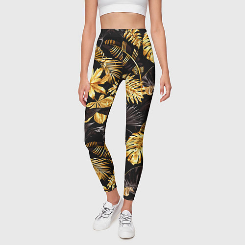 Женские легинсы Золотые тропики / 3D-принт – фото 3