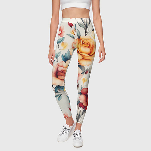 Женские легинсы Паттерн с переплетением цветов / 3D-принт – фото 3