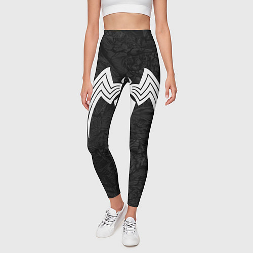 Женские легинсы Знак венома с текстурой симбиота / 3D-принт – фото 3
