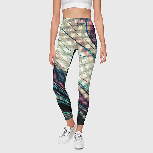 Женские легинсы Абстракция тёмные краски с текстурой / 3D-принт – фото 3