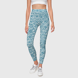 Леггинсы женские Бело-синий текстурный, цвет: 3D-принт — фото 2