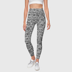 Леггинсы женские Чёрно-белый текстурный, цвет: 3D-принт — фото 2