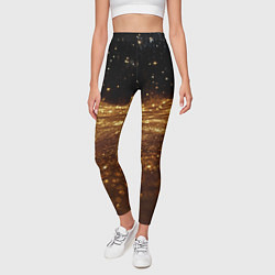 Леггинсы женские Золотистые крупицы на черном, цвет: 3D-принт — фото 2