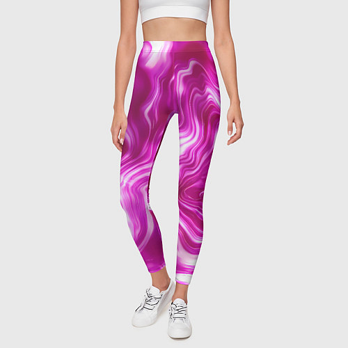 Женские легинсы Завихрения - оттенки розового и белого / 3D-принт – фото 3