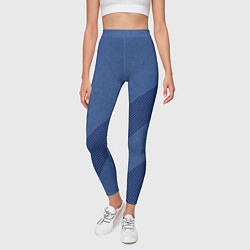 Леггинсы женские Синий текстурный с полосой, цвет: 3D-принт — фото 2