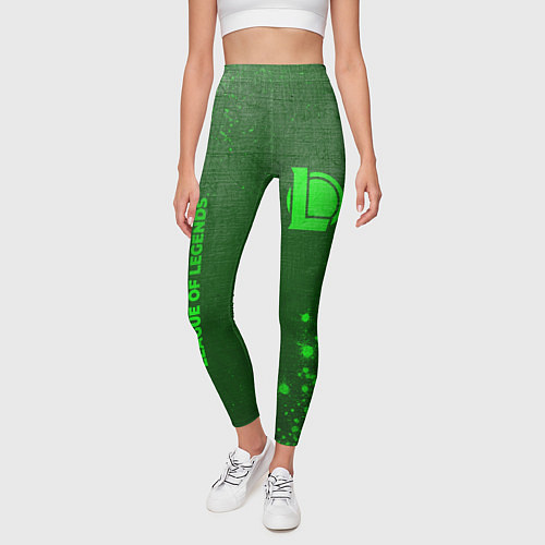 Женские легинсы League of Legends - green gradient вертикально / 3D-принт – фото 3