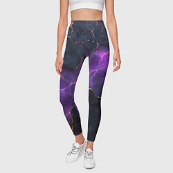 Леггинсы женские Фиолетовый разлом с молниями, цвет: 3D-принт — фото 2