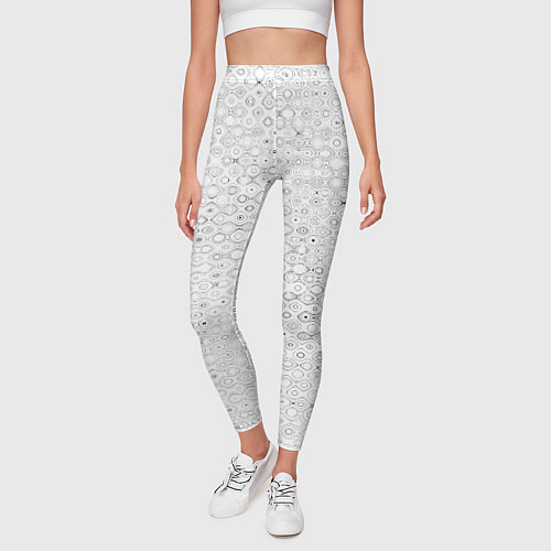 Женские легинсы Белый с абстрактным узором / 3D-принт – фото 3