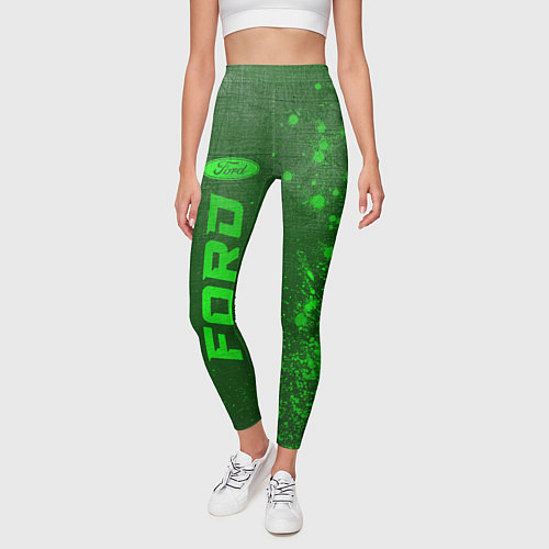 Женские легинсы Ford - green gradient по-вертикали / 3D-принт – фото 3