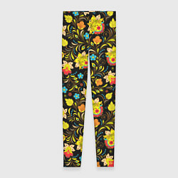 Леггинсы женские Хохлома цветы, цвет: 3D-принт